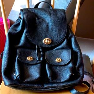 Coach Black Pebbled Leather Backpack EUC
